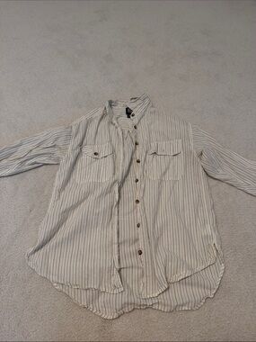 BDG Cream Striped Button-Down Shirt